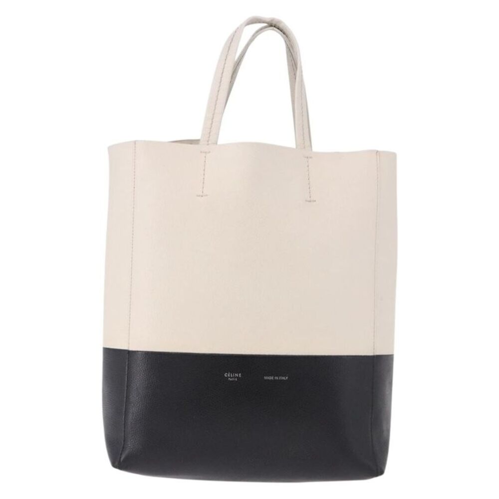 Celine Vertical Bi-Cabas Leather White Leather Tote Bag Bag